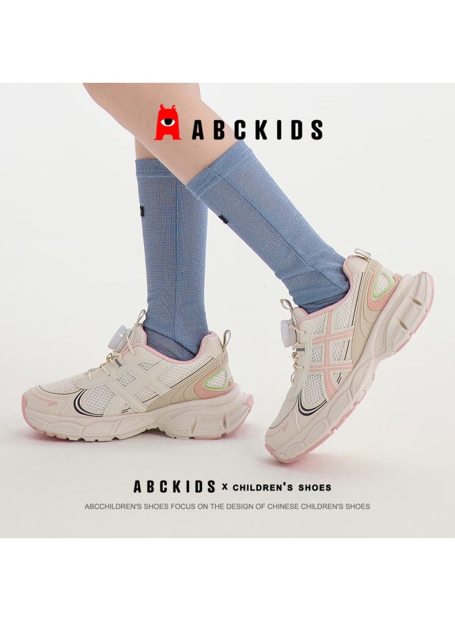 Abc Kids Autumn Kids Versatile Running Shoes Large Children Comfortable Sports Shoes Twist Button Fashion Casual Shoes White Pink Size 38 - Image 3