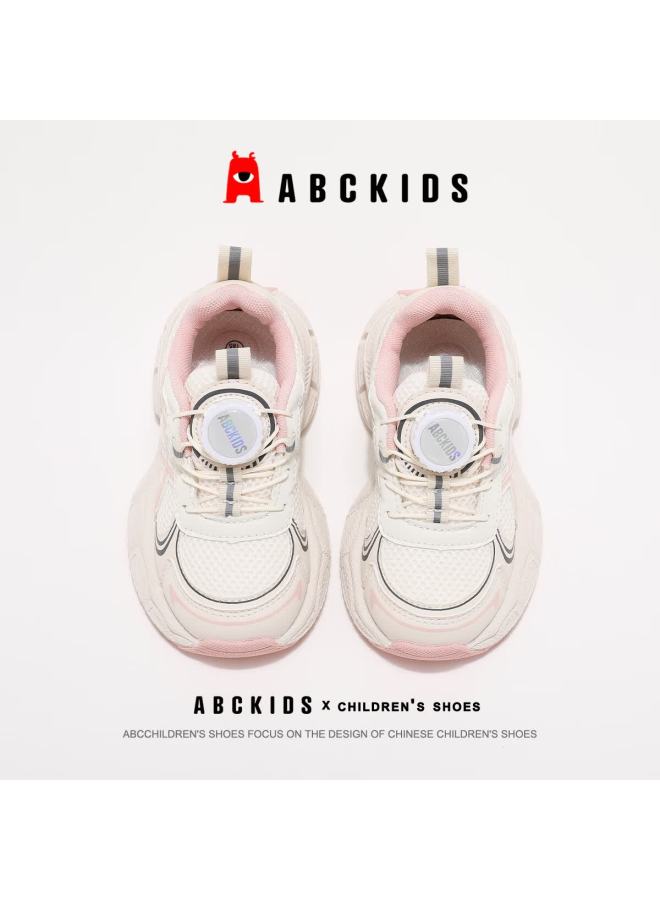 Abc Kids Autumn Kids Versatile Running Shoes Large Children Comfortable Sports Shoes Twist Button Fashion Casual Shoes White Pink Size 38 - Image 5
