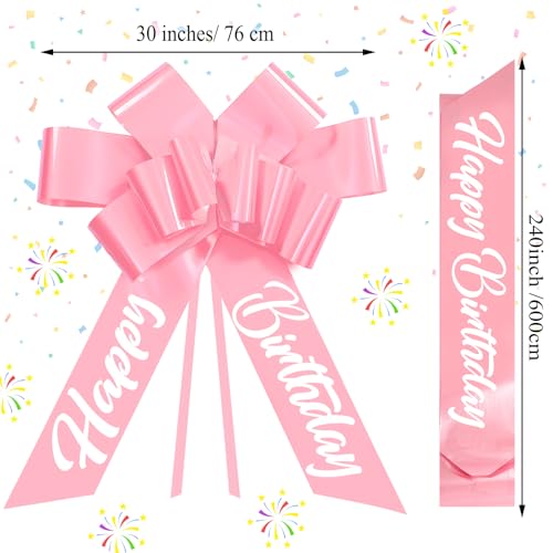 Datanly 30 Inch Big Car Bow for Birthday Giant Gift Wrapping Bow for Large Gift Car Birthday Decoration(Light Pink) - Image 3