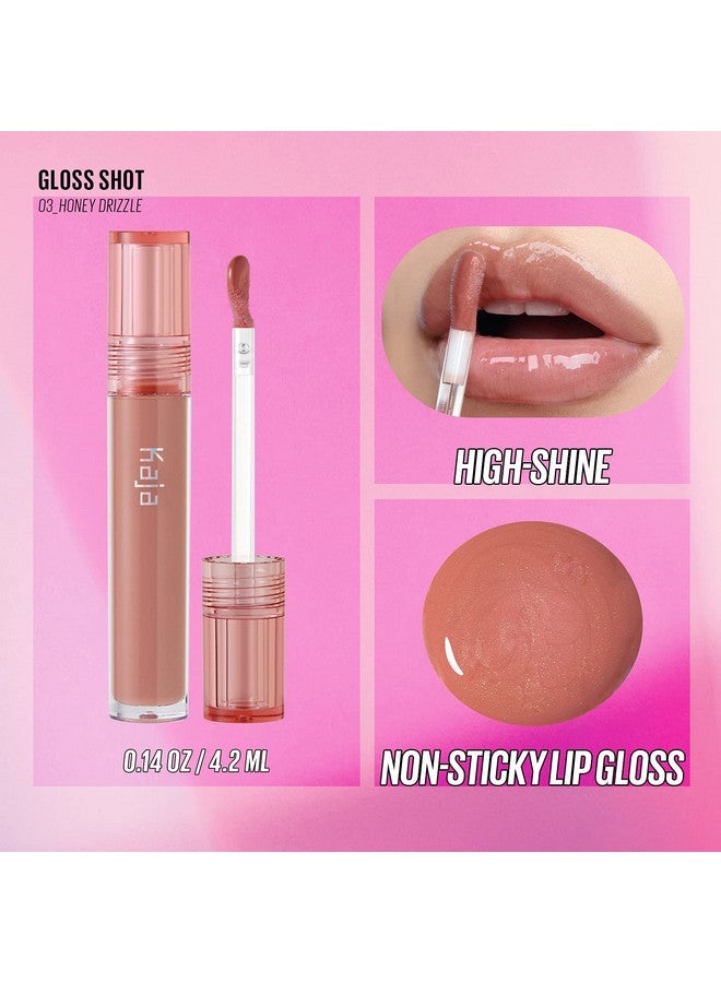 KAJA Lip Gloss Gloss Shot ; With Jojoba Oil Tinted Shimmer Hydrating Non Sticky Juicy Nude Plumper Looking Lips 03 Honey Drizzle 0.14 Fl Oz - Image 4