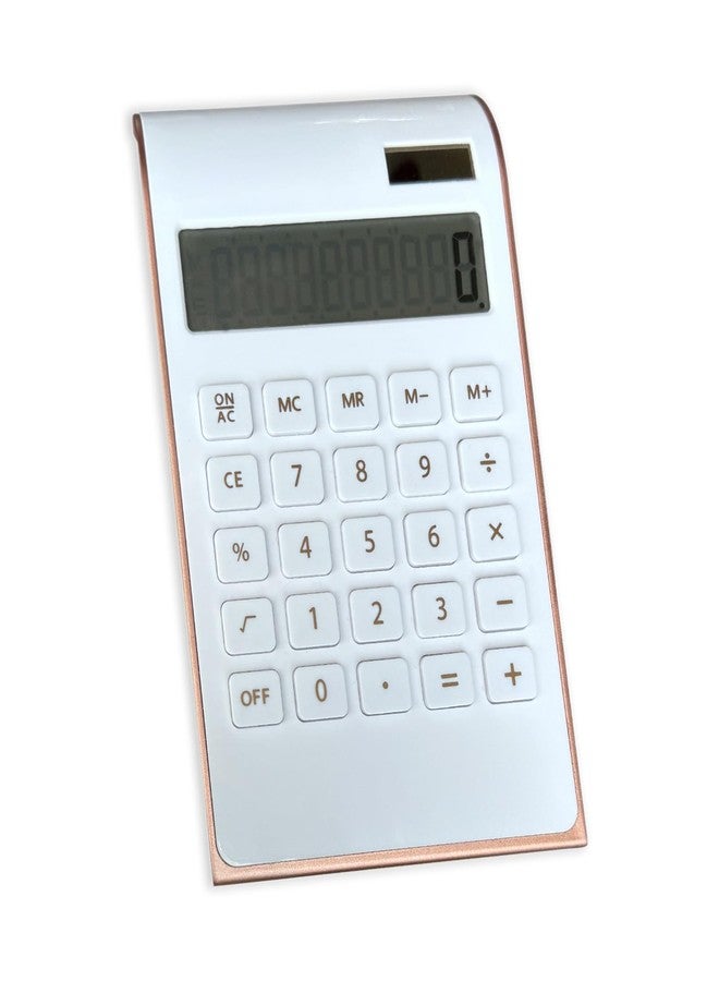 Benkaim Solar Gold Calculator Standard Function Desktop Calculator LCD 10-Digit Desktop Calculator for Office, Home (Rose Gold) - Image 1