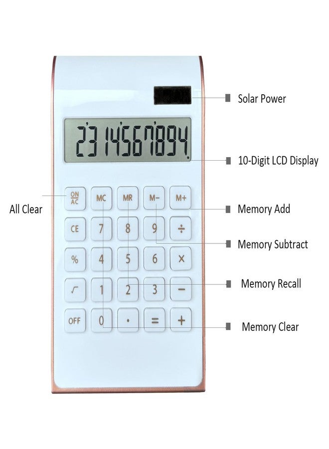 Benkaim Solar Gold Calculator Standard Function Desktop Calculator LCD 10-Digit Desktop Calculator for Office, Home (Rose Gold) - Image 2
