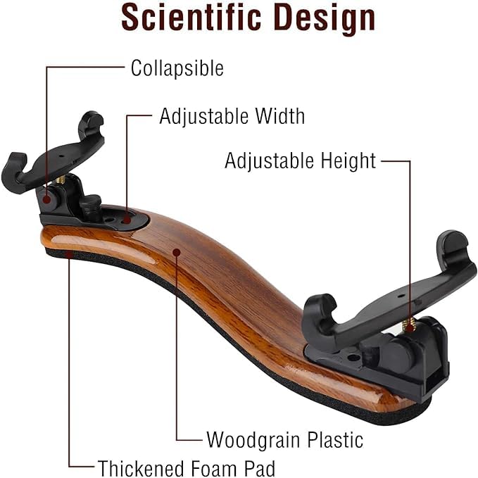 PERLMAN Violin Shoulder Rest for 4/4 and 3/4 with Collapsible and Height Adjustable Feet, Imitation wood grain. (3/4, 4/4) - Image 5