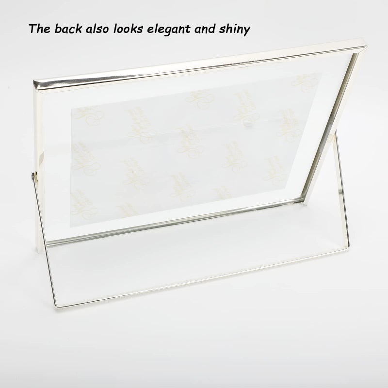 أهاجو Ahago Silver Floating Frame (8 ""؟ 10 "" أفقي) لأحجام الصور 7x9 6x8 5x7 إطارات صور الطاولة على الطاولة هدية راقية لمهرجان الزفاف أو المكتب د؟ - Image 4