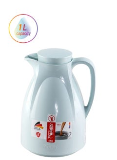 Valk Vacuum Flask With Double Wall Glass (1 Liter) | Wide Mouth With Anti-Leakage Cap Double Walled Travel Mug | Liter White Color, 04-387  - Image 1