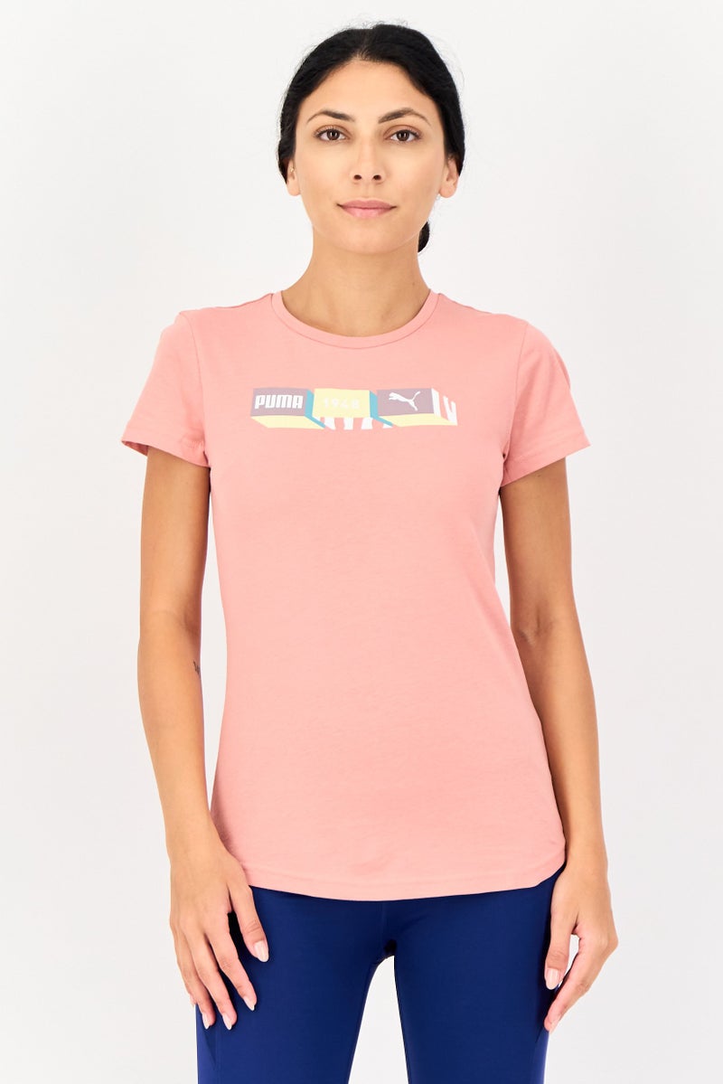 PUMA Women Sportswear Fit Short Sleeve Outdoor Top, Pink - Image 1