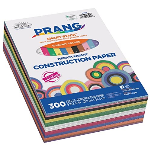 Prang (Formerly SunWorks) Smart-Stack Construction Paper, 11 Assorted Colors, 9" x 12", 300 Sheets - Image 1
