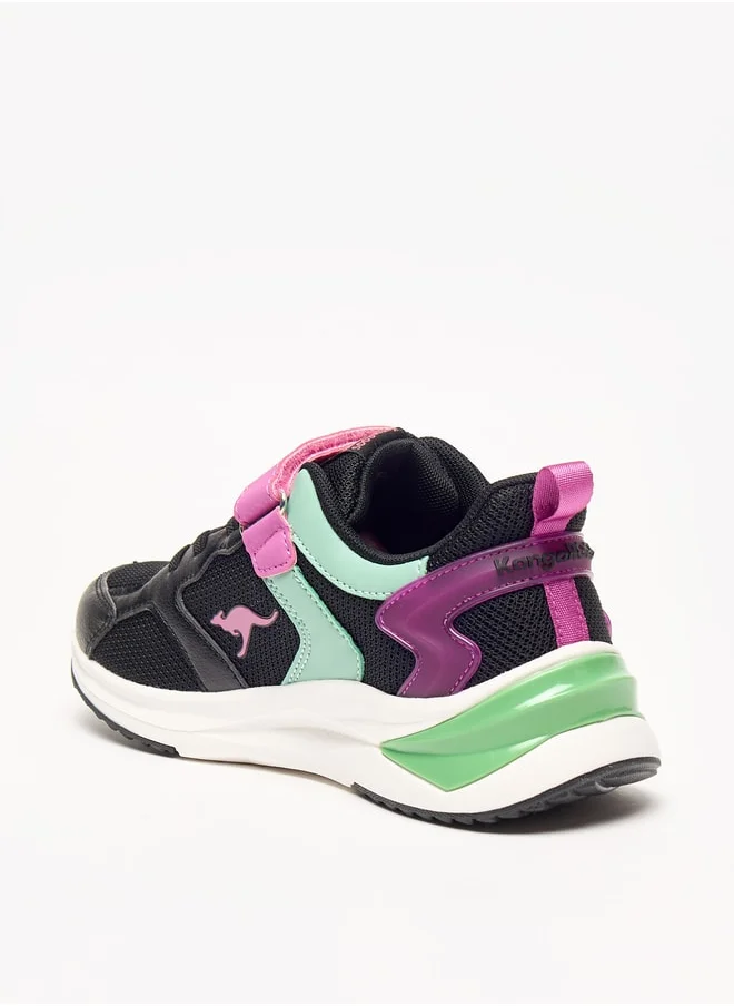 كانغاروس Girls' Colourblock Sports Shoes with Hook and Loop Closure