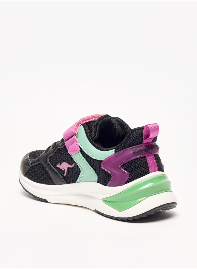kangaROOS Girls' Colourblock Sports Shoes with Hook and Loop Closure  - Image 2