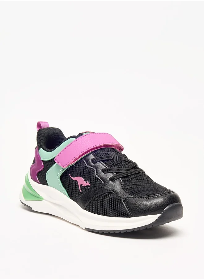 kangaROOS Girls' Colourblock Sports Shoes with Hook and Loop Closure