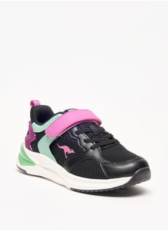 kangaROOS Girls' Colourblock Sports Shoes with Hook and Loop Closure  - Image 1