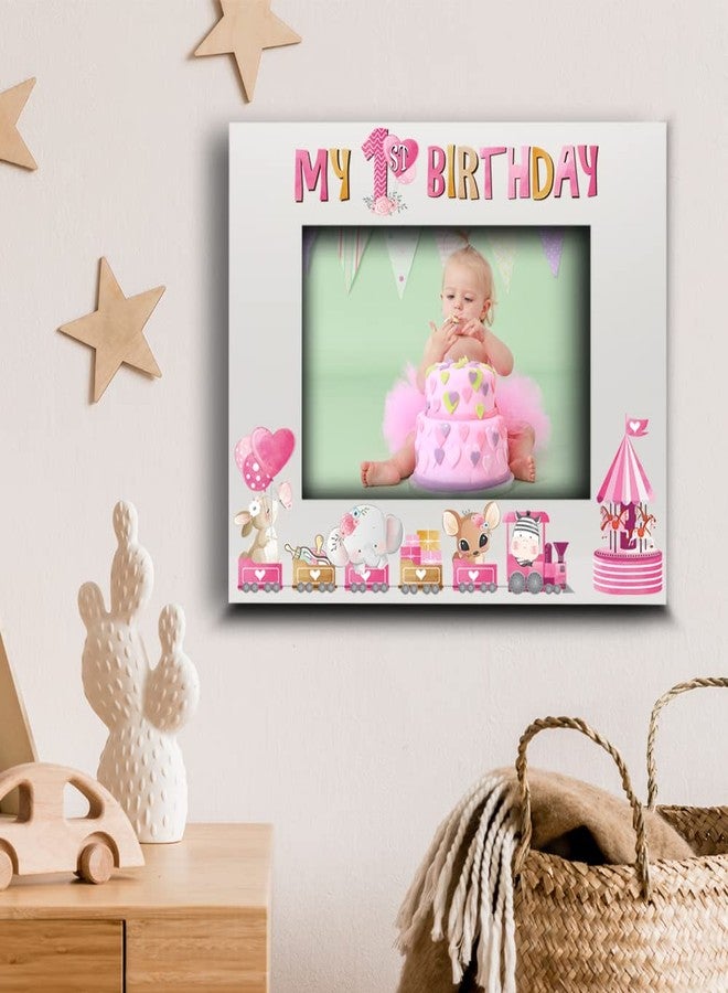 BELLA BUSTA-My 1st Birthday-Baby Boy, Baby Girl First Birthday-UV Print Gloss White Picture Frame (Girl, 5x7 Horizontal) - Image 3