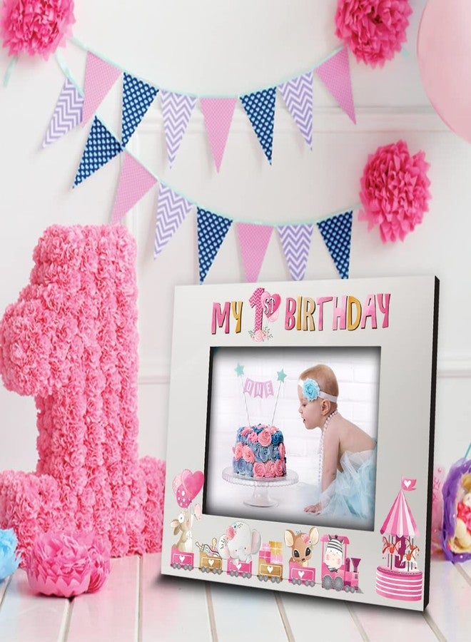 BELLA BUSTA-My 1st Birthday-Baby Boy, Baby Girl First Birthday-UV Print Gloss White Picture Frame (Girl, 5x7 Horizontal) - Image 2