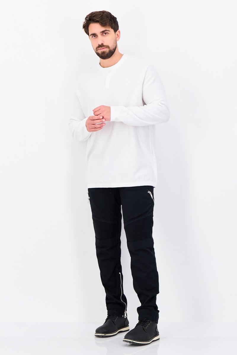 Celio Men Crew Neck Long Sleeve Textured Sweatshirts, White - Image 4