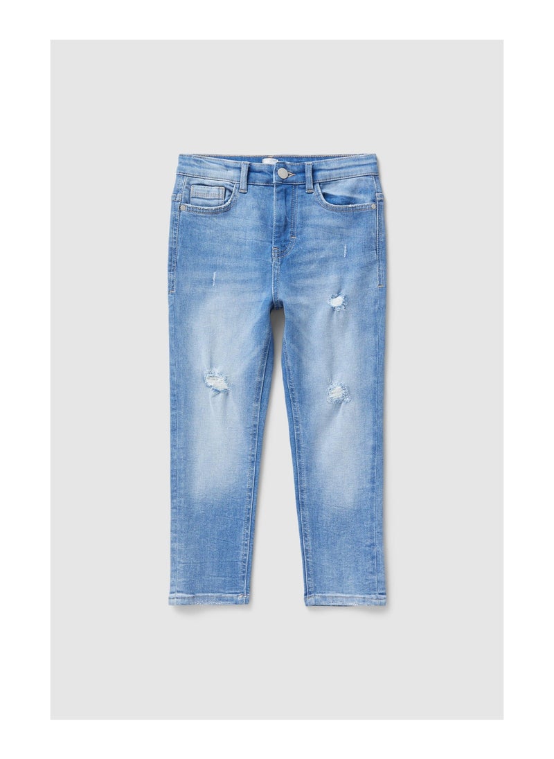 Blue zoo - Younger Boy Rip & Repair Rigid Denim Jeans - Image 1