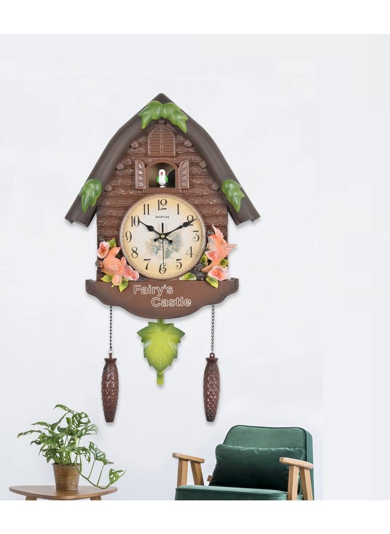 Three Secondz Three Secondz Decor Home Cuckoo Bird Alarm Clock Fixed Door Does not Open or Close Brown 60 cm x 15 cm x 36 cm 