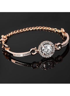 Huitich Rose Gold Colour Crystal Jewelry Set Necklace, Bracelet, Earrings & Ring for Women  - Image 4