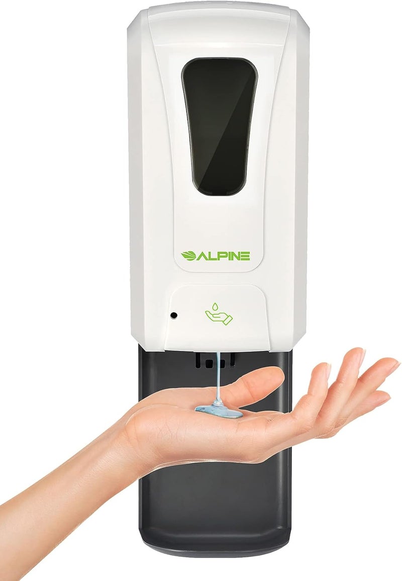 Alpine Industries Alpine Automatic Hand Sanitizer Dispenser - Touchless Soap Dispenser with Drip Tray for Restaurant, Hospital, School, Hotel, Kitchen and Bathroom -1200mL Liquid, Gel White - Image 1