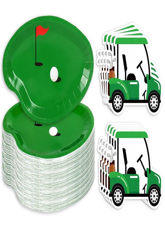 وولاين مجموعة أطباق ومناديل حفلات الجولف من والين، 90 قطعة، أطباق ورقية خضراء على شكل كرة رياضية، مناديل ورقية للاستخدام مرة واحدة على شكل عربة جولف، مثالية لحفلات أعياد الميلاد، تكفي 40 شخصًا - Image 1