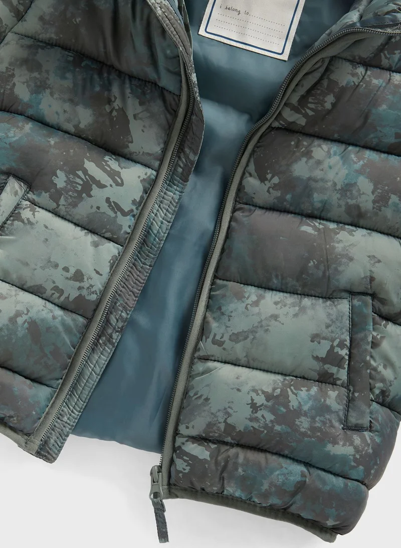 mothercare Kids Camo Hooded Puffer Jacket
