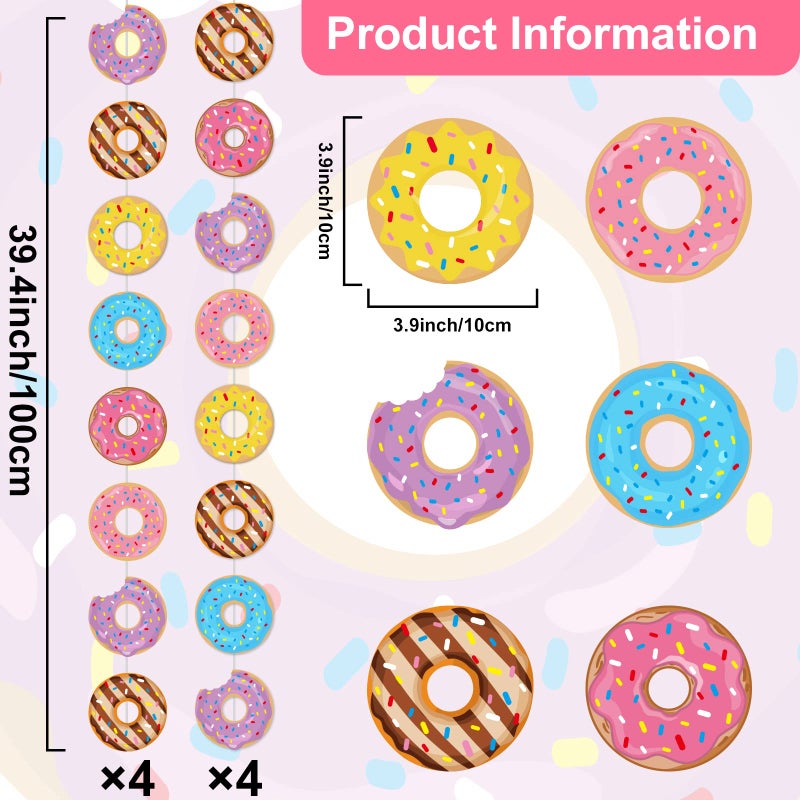 Tevxj 12 Packs Donut Birthday Party Banners Donut Garland Kit Donuts Hanging Swirl Donut Grow Up Party Supplies Decorations Donut Paper Cutouts for Baby Shower Party Home Classroom Favor Supplies Decor - Image 2