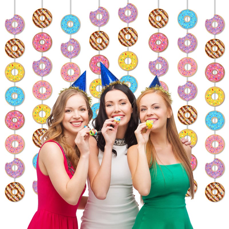 Tevxj 12 Packs Donut Birthday Party Banners Donut Garland Kit Donuts Hanging Swirl Donut Grow Up Party Supplies Decorations Donut Paper Cutouts for Baby Shower Party Home Classroom Favor Supplies Decor - Image 5