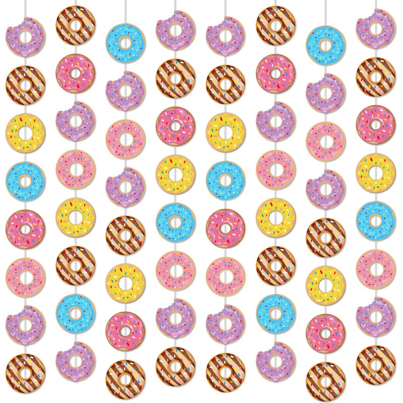 Tevxj 12 Packs Donut Birthday Party Banners Donut Garland Kit Donuts Hanging Swirl Donut Grow Up Party Supplies Decorations Donut Paper Cutouts for Baby Shower Party Home Classroom Favor Supplies Decor - Image 1