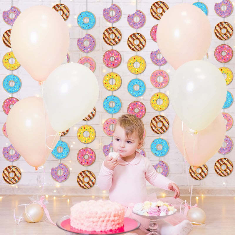 Tevxj 12 Packs Donut Birthday Party Banners Donut Garland Kit Donuts Hanging Swirl Donut Grow Up Party Supplies Decorations Donut Paper Cutouts for Baby Shower Party Home Classroom Favor Supplies Decor - Image 4