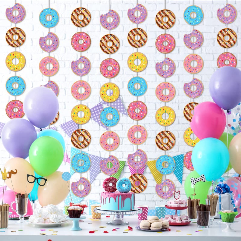 Tevxj 12 Packs Donut Birthday Party Banners Donut Garland Kit Donuts Hanging Swirl Donut Grow Up Party Supplies Decorations Donut Paper Cutouts for Baby Shower Party Home Classroom Favor Supplies Decor - Image 3