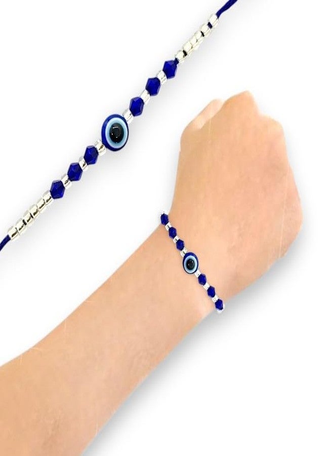 Elleva Bhaiya Bhabhi Evil Eye Rakhi Set for Brother Designer rakhis combo | bracelet rakhi for brother Unisex Adult rakshabandhan combo set of 4 (Pack of 1) (Style (3)) - Image 3