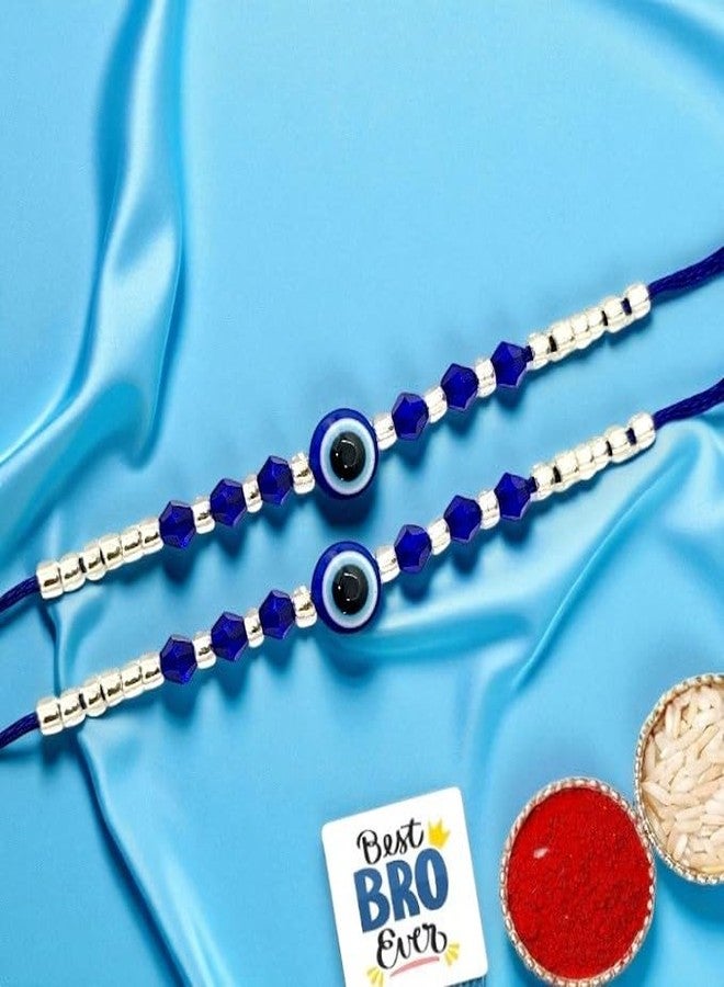 Elleva Bhaiya Bhabhi Evil Eye Rakhi Set for Brother Designer rakhis combo | bracelet rakhi for brother Unisex Adult rakshabandhan combo set of 4 (Pack of 1) (Style (3)) - Image 2