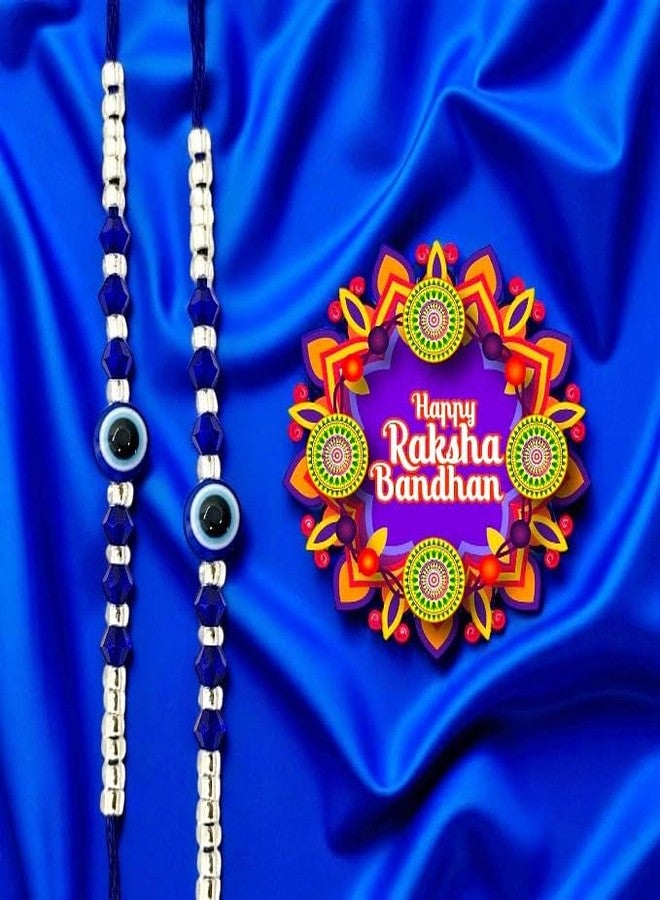 Elleva Bhaiya Bhabhi Evil Eye Rakhi Set for Brother Designer rakhis combo | bracelet rakhi for brother Unisex Adult rakshabandhan combo set of 4 (Pack of 1) (Style (3)) - Image 5
