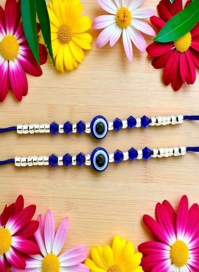 Elleva Bhaiya Bhabhi Evil Eye Rakhi Set for Brother Designer rakhis combo | bracelet rakhi for brother Unisex Adult rakshabandhan combo set of 4 (Pack of 1) (Style (3)) - Image 4