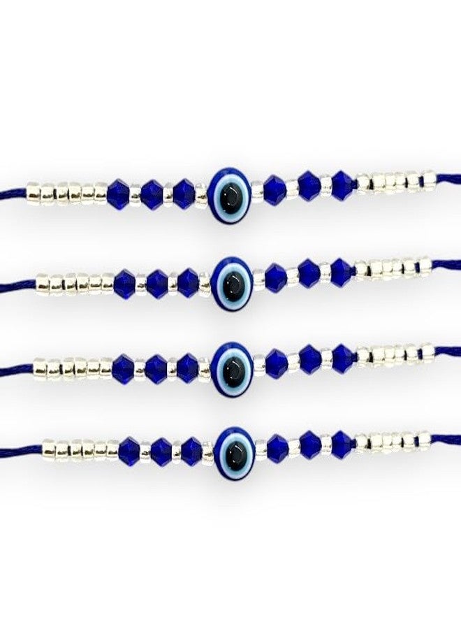 Elleva Bhaiya Bhabhi Evil Eye Rakhi Set for Brother Designer rakhis combo | bracelet rakhi for brother Unisex Adult rakshabandhan combo set of 4 (Pack of 1) (Style (3)) - Image 1