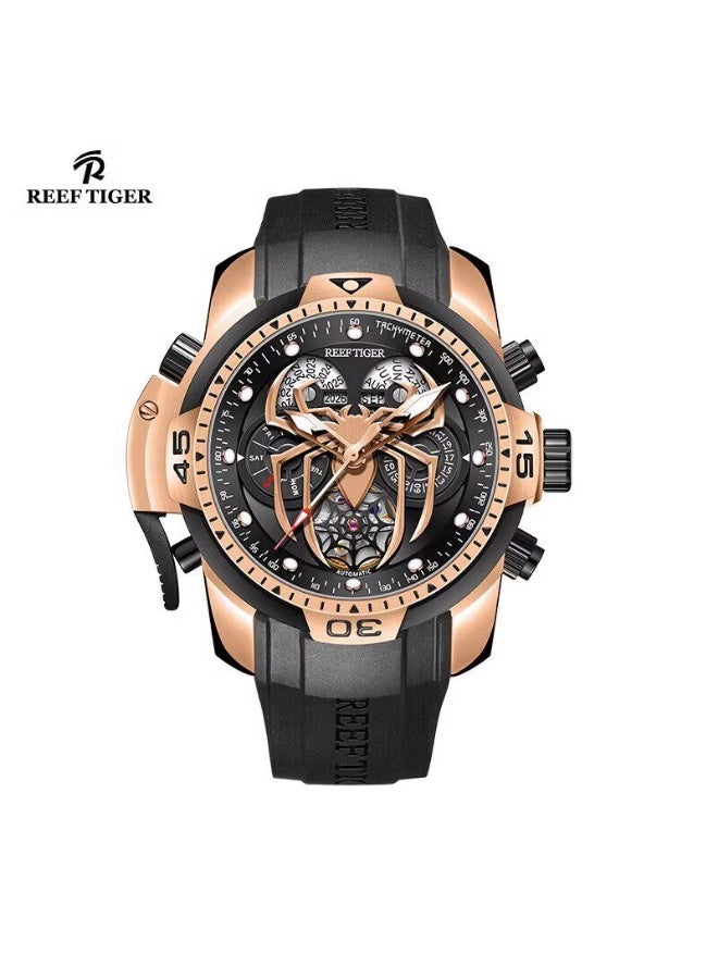 REEF TIGER high-end brand watch, fully automatic mechanical men's watch, fashionable waterproof night light large dial watch - Image 1
