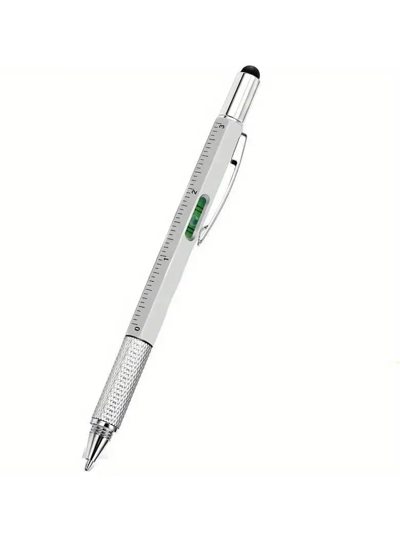 ماركة غير محددة - ستة في واحد متعدد الوظائف أداة القلم ، القلم أداة هدية ، 1.0mm أسود الكرة من ركلة جزاء ، متعدد الوظائف التقنية القلم ، حاكم ، القلم ، مستوى الصك ، مفك البراغي ، - Image 1