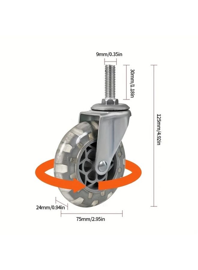 2 Pcs 2 95 Inches Polyurethane Wheels Swivel Casters For Shopping Carts - Image 3