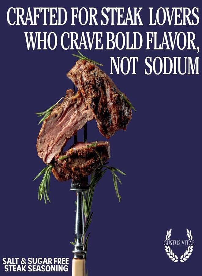 GUSTUS VITAE Salt & Sugar Free Steak Seasoning | Gourmet Seasoning, Artisanal Spice Blend | All Natural, Non GMO | Hand Crafted in Small Batches in USA | No MSG or Artificial Ingredients | GLP-1 Friendly | Sustainably Sourced, Ultra Premium Spice & Rub | Bougie BBQ | Gustus Vitae | #821 - Image 3