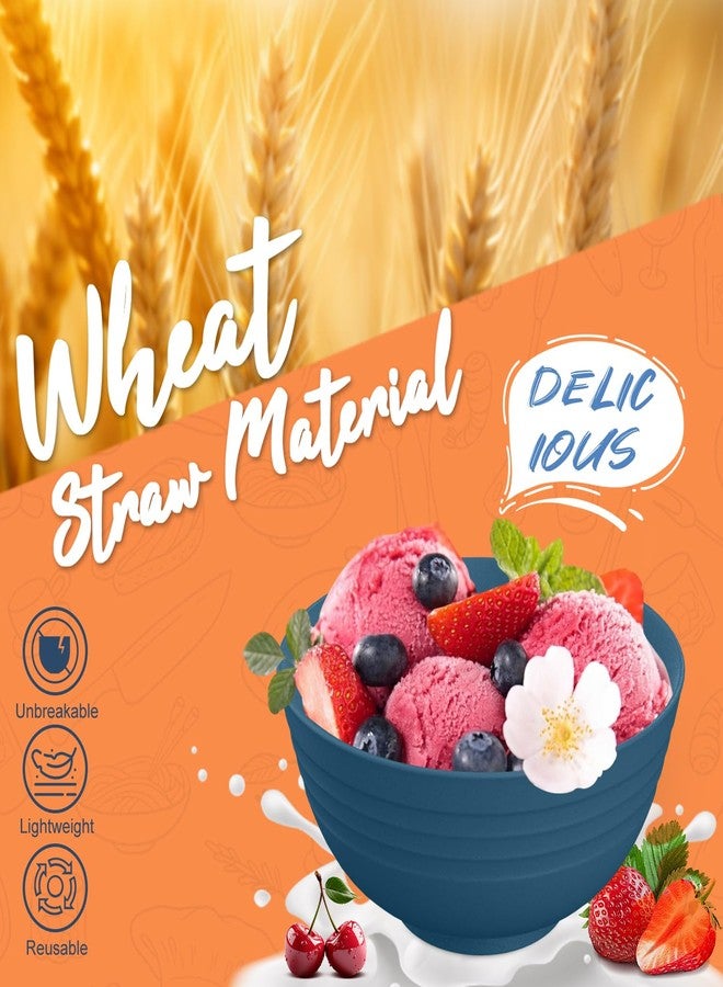 Perlapoc Premium Wheat Straw Dinnerware Sets for 4, Reusable Plastic Dinner Plates, Unbreakable Plates and Bowls Sets 20-Piece, Dishwasher & Microwave Safe - Blue - Image 3