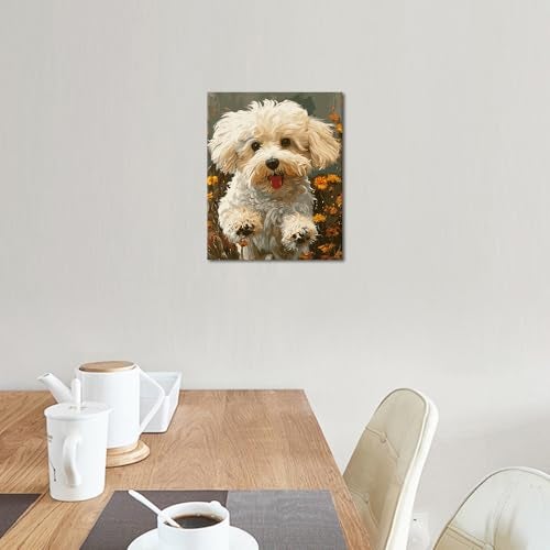 Rebotipy Animals Paint by Numbers Modern Dogs Paint-by-Numbers Kits DIY Lovely Animals Dog Painting Numbers Gifts Adults Beginners Paint by Number Artwork for Bedroom Home Wall Art Decor 16x20 in - Image 2