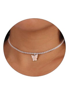 Gold Butterfly Pendant Necklace for Women 18K Gold Plated Simple Cubic Zirconia Necklace, Cute Crystal Butterfly Necklace for Women Girls