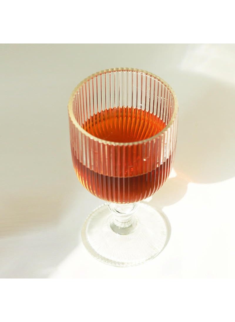 BLISS START BLISS START Ribbed Wine Glasses Set of 2 All Purpose Water GobletOrigami Style Short Stemware 250ml Glass Beverage Goblets for JuiceCocktailWineParty 320 mlClear  - Image 3