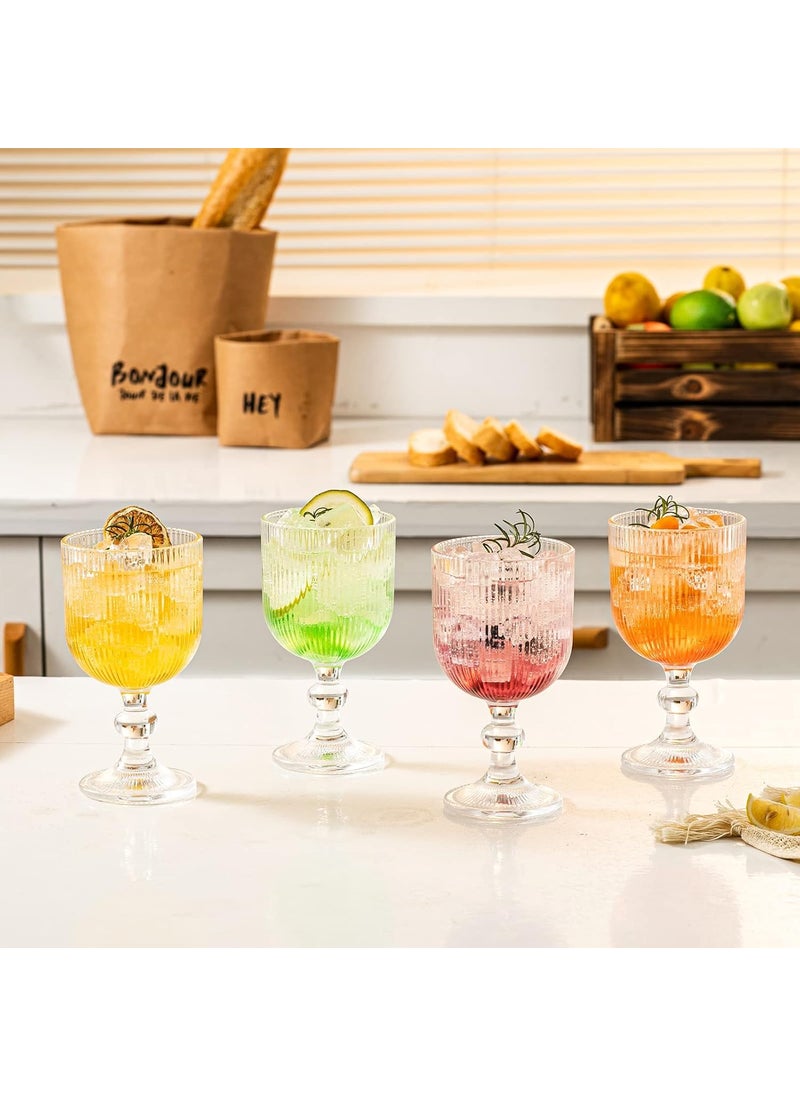 BLISS START BLISS START Ribbed Wine Glasses Set of 2 All Purpose Water GobletOrigami Style Short Stemware 250ml Glass Beverage Goblets for JuiceCocktailWineParty 320 mlClear  - Image 5