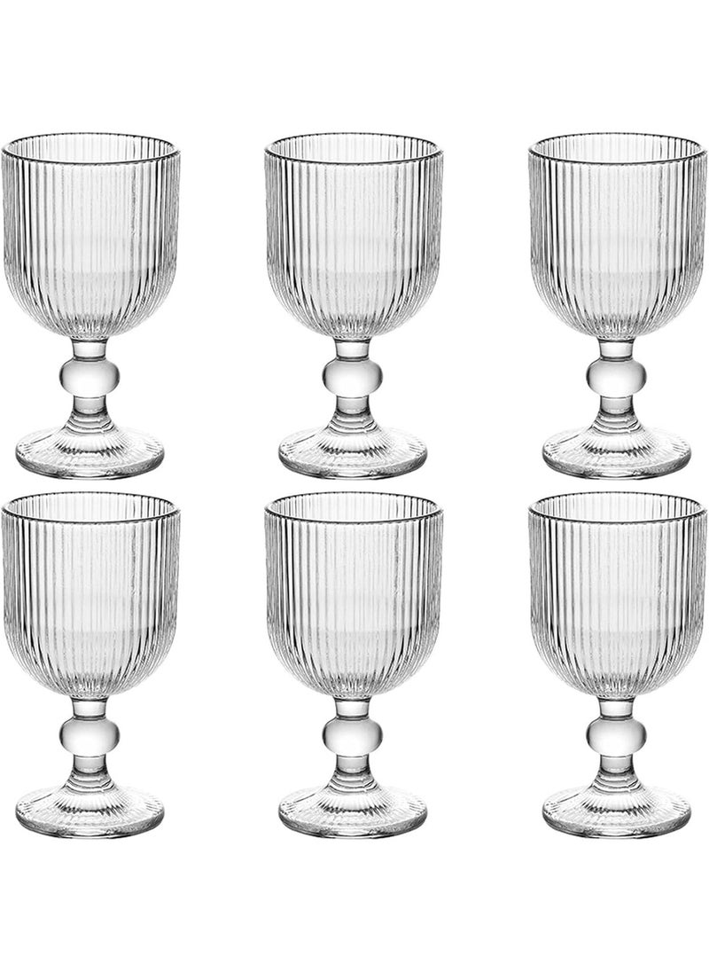 BLISS START BLISS START Ribbed Wine Glasses Set of 2 All Purpose Water GobletOrigami Style Short Stemware 250ml Glass Beverage Goblets for JuiceCocktailWineParty 320 mlClear  - Image 2