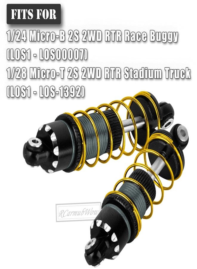 RCarmubWow RC Shocks Upgrades Part for L0S1 1/24 Micro-B 2S 2WD,1/28 Micro-T 2S 2WD,Metal Front Rear Shock Absorber Damper,Black w/Titanium - Image 2