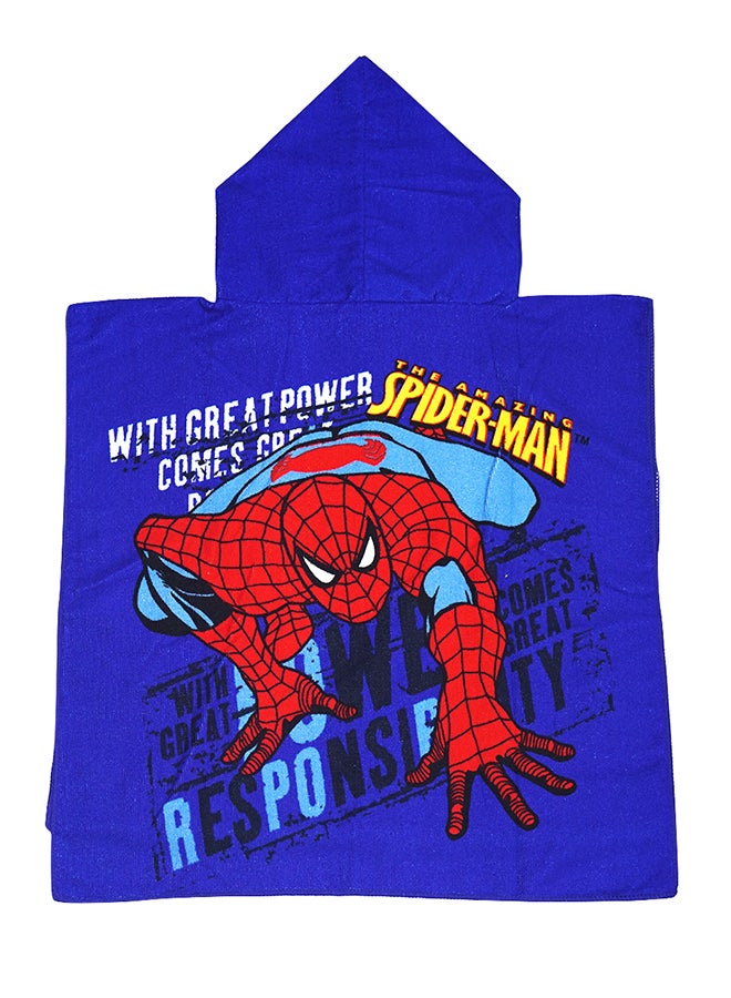 اليشمك منشفة شاطئ بغطاء للرأس سريعة الجفاف بطبعة سبايدر مان أزرق/أحمر 120 x 60سم - Image 2