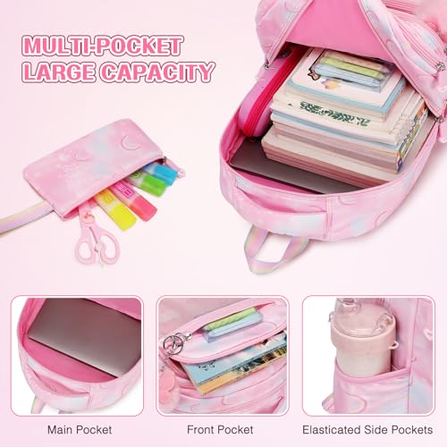 Scothen Backpack for Girls, Rainbow Butterfly Girls Backpacks with Lunch Bag Pencil Case Set, Kids Backpack Kindergarten Elementary Middle School Book Bag for Teen Girl Children Students - Image 4