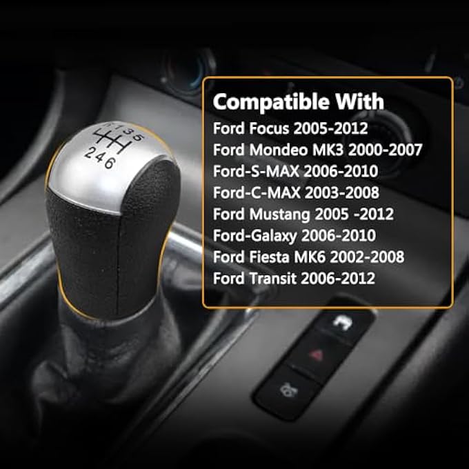 ريحني غطاء مقبض ناقل الحركة بست سرعات متوافق مع فورد فوكس SMaxCMaxMustangGalaxyFiesta MK6TransitMondeo MK3 - Image 5