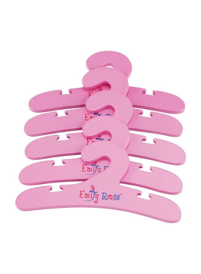 Emily Rose 18Inch Doll Value 5 Pack Pink Wooden Doll Clothes Hangers For Closets Armoires Wardrobes ; Fits 16" To 18" Doll Clothing - Image 2