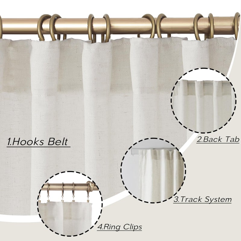 PANELSBURG Undyed Natural Linen Cotton Blend Gauze Curtains, Soft Lightweight Light Filtering Semi-Sheer Panels for Living Room Bedroom, 84 Inch Length, 2 Panel Set - Image 3